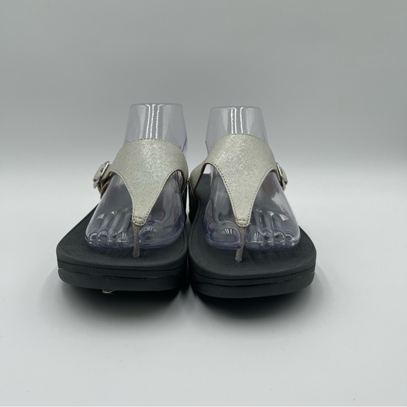 Fitflop Women’s Size 8 The Skinny Deluxe Silver Thong Sandals Shoes Cushioned - Picture 6 of 12